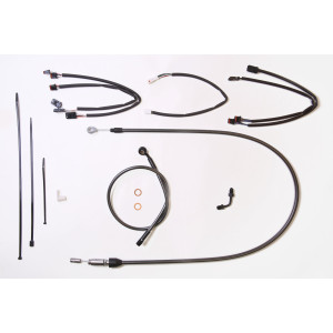 Black Pearl Softail Handlebar Installation Kit w/ Quick Connect Clutch Cable for 12"-14" Apes