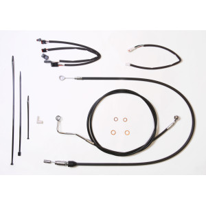XR Black w/ Chrome Fittings Touring Handlebar Installation Kit w/ Quick Connect Clutch Cable for 12"-14" Apes