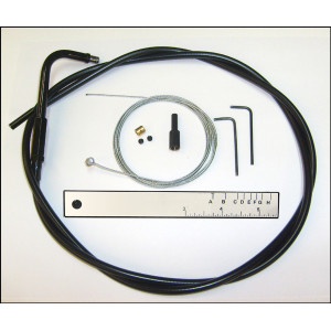 BYO® Braided Black Throttle Cable 96+ Smooth 45° Fitting